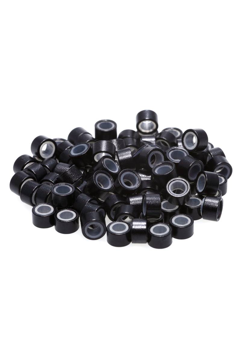 100 Micro rings with silicone BLACK