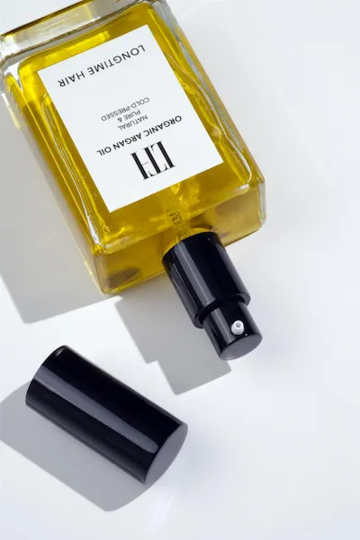 LONGTIME HAIR Organic Argan Oil in Glasflasche mit Sprühkopf – Pflegeöl für Haare und Extensions